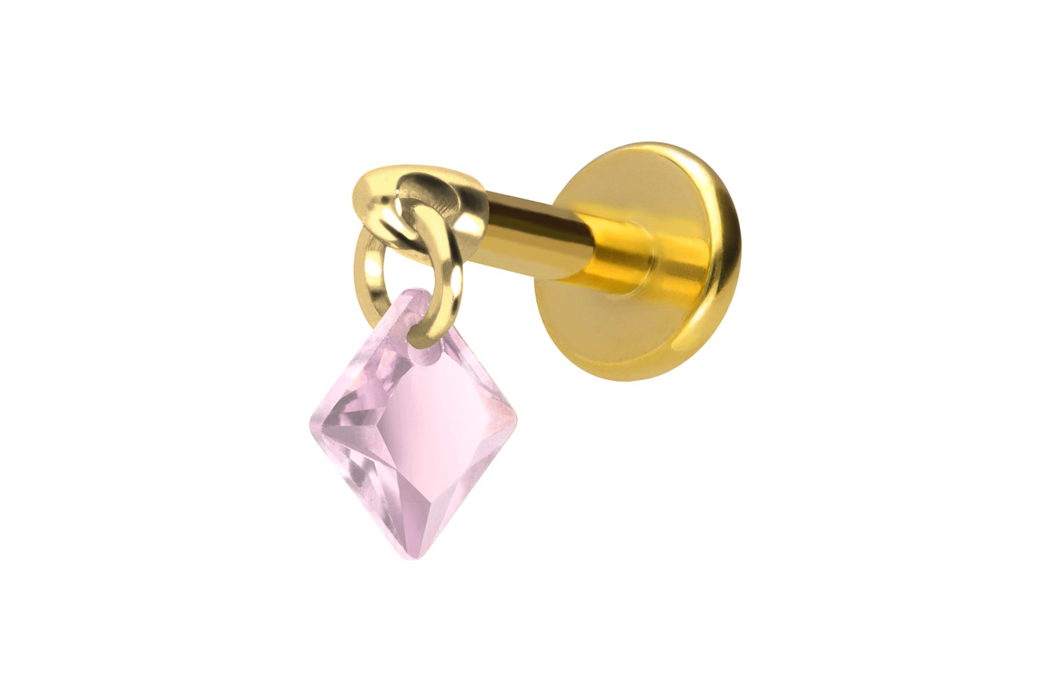 Titan Labret Piercing mit Innengewinde KRISTALLQUADRAT